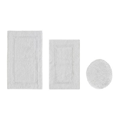 Lux Premium 100% Cotton  Ultra-Soft Tufted Solid Reversible 3 Piece Bath Rug Set, Water-Absorbent, Durable, Machine Washable Bathroom Rug