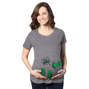 Maternity Bump Smash T shirt Funny New Baby Announcement Gender Reveal Pregnancy - Crazy Dog Maternity T Shirt - 1 of 4
