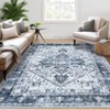 Washable Vintage Floral Medallion Large Rugs for Bedroom Living Room, Non Slip Retro Accent Floor Carpet for Home Office - 2 of 4