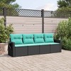 vidaXL Patio Sofa Set 4 Piece - Modular Outdoor Furniture with Cushions, Black Poly Rattan, Foldable Side Table, Storage, Weather-Resistant - 2 of 4