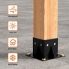 4-Piece Heavy-Duty Steel Post Base Kit for 4" x 4" Posts (Inner Dimensions 3.6"x3.6"), Outdoor Deck, Fence, Mailbox, and Pergola Support Brackets - 2 of 4