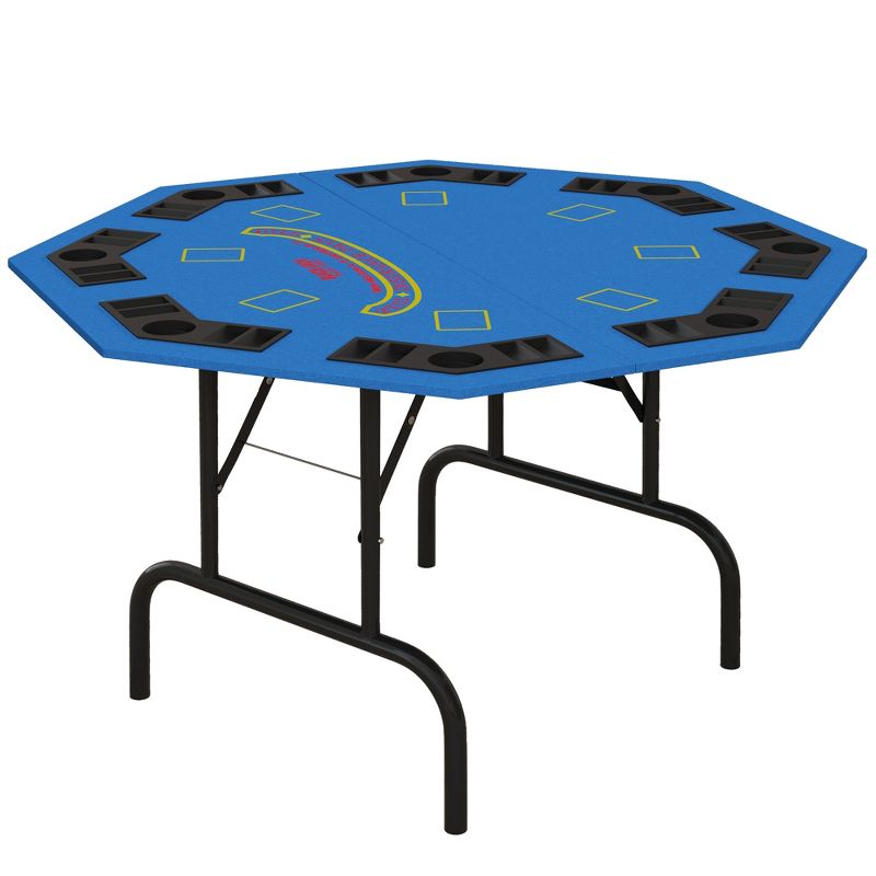 Soozier Foldable Poker Table with Chips Tray & Cup Holders, 47" Octagon Blackjack Texas Holdem Game Table, 1 of 7