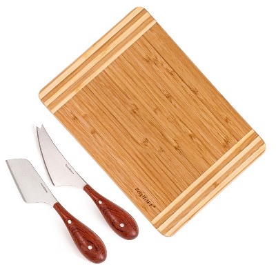 BergHOFF Bamboo 3Pc Striped Cutting Board  and Aaron Probyn Cheese Knives Set