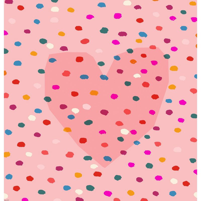 Americanflat 71" x 74" Shower Curtain, Rainbow Dotty Heart Pink by Paula Mills, 3 of 9