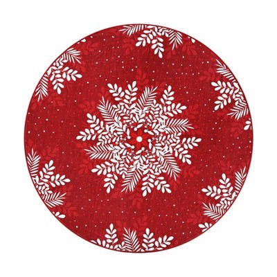 Christmas Snowflake Area Rug, Washable Non Slip Low Pile Soft Floor Carpet, Non-Shedding Throw Rug for Living Room, Bedroom