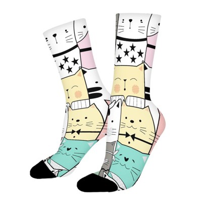 Cute Baby Cat Women Printed Crew Socks Funny Funky Socks Soft Polyester Novelty Gifts for Artists Men