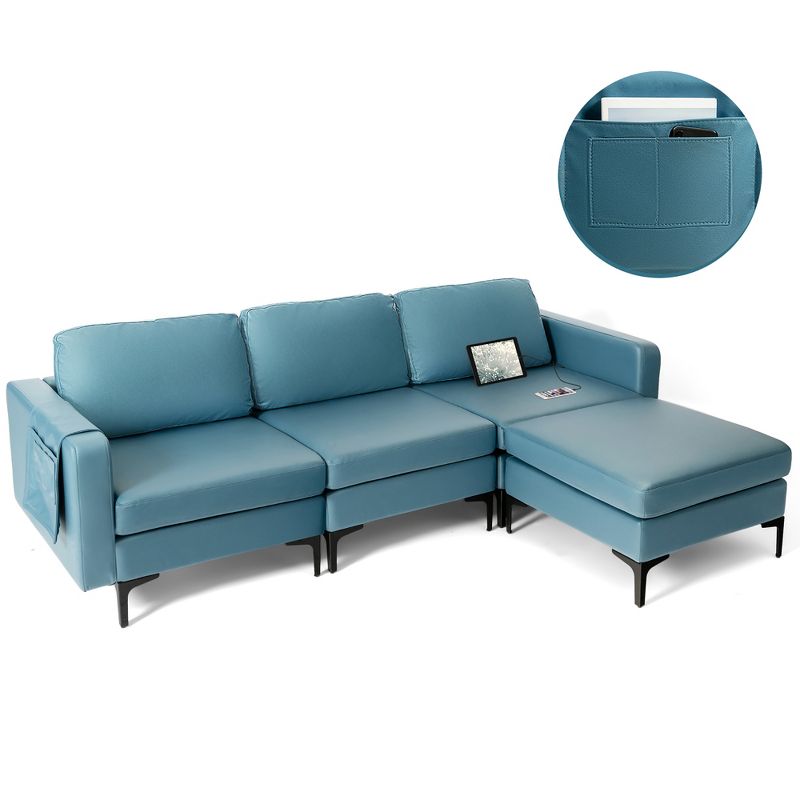 Costway Modular L-Shaped Sofa w/Reversible Chaise Lounge & 2 USB Ports, 1 of 11