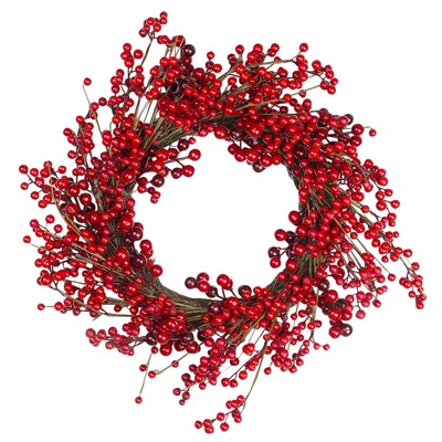 Northlight 20" Unlit Crimson and Merlot Red Berry and Twig Artificial Christmas Wreath