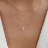 Clotth 925 Sterling Silver Double-Layered Pave Cross Pendant Necklace: The Ultimate Street Trendsetter's Statement for Women - 2 of 4