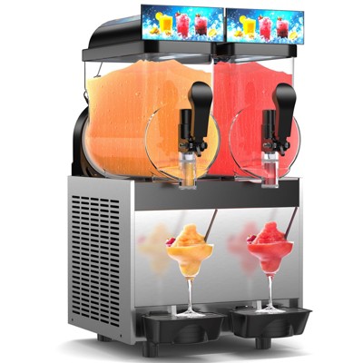 Mojgar Commercial slushy Machine, 2Tank 15L Slushy Machine 700W Frozen Drink Maker
