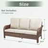Buenhomino Outdoor Patio Couch Wicker Sofa - 3 Seater Rattan Sofa for Outside Patio Garden with Deep Seating and Olefin Cushions (Brown) - 4 of 4