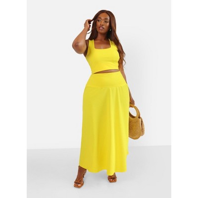 Rebdolls Women's High Shine Drop Waist A Line Maxi Skirt