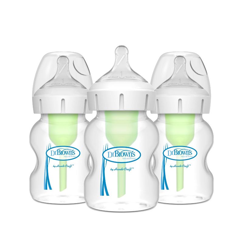 Dr. Brown&#39;s 5oz Anti-Colic Options+ Wide-Neck Baby Bottle with Level 1 Slow Flow Nipple - 3pk - 0m+, 1 of 13