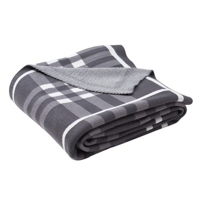 Unity Gingham Knit Throw Blanket - Dark Grey/Medium Grey/Ivory - 50" x 60" - Safavieh