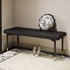 TiramisuBest Industrial Entryway Shoe Bench with Upholstered Seat & Rustic Storage, Fabric & Metal Design for Small Spaces (Antique Brown) - 4 of 4