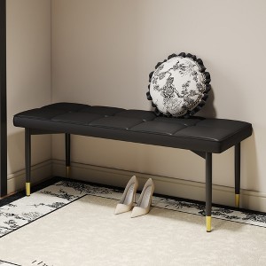 KTMBDW End of Bed Bench, Faux PU Upholstered Storage Shoe Bench, Modern Bedroom Bench with Metal Legs for Living Room, Entryway, Black - 1 of 4