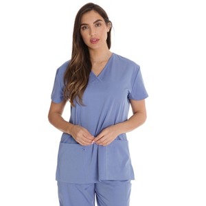 Just Love Solid Stretch Scrub Top for Women Mock Wrap Nursing Shirt - 1 of 3