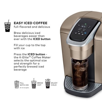 Keurig K-Elite Brushed Gold Single-Serve Coffee Maker with Iced Coffee Setting