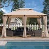Gulches 13x10 Outdoor Patio Gazebo Canopy Tent with Ventilated Double Roof, Detachable Mosquito Net on All Sides for Lawn, Garden, Backyard, Khaki - 2 of 4