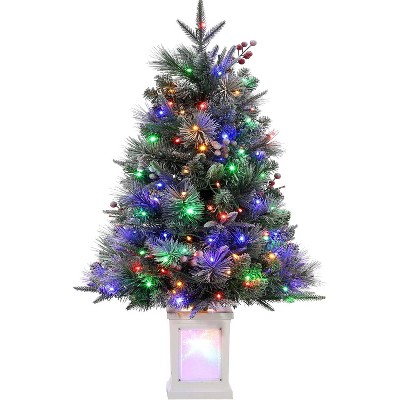 8-Mode LED Snowflake Christmas Tree - Battery Operated Mini Tree with Retro Bell Base for Home, Office, Indoor & Outdoor Decor