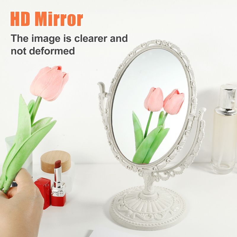 Unique Bargains Oval Shaped Double Sided 360° Rotating Makeup Mirror 1 Pc, 2 of 7