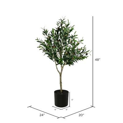 Modern 48" Faux Olive Tree in Sleek Black Planter