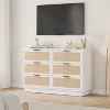 Rattan 6 Drawer Dresser, Wide Chest of Drawers with Metal Handles, Sturdy Wood Base, Bedroom Storage Organizer - 4 of 4