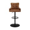 HOMLUX Genuine Leather Adjustable Swivel Bar Stool with Tufted Backrest - 3 of 4