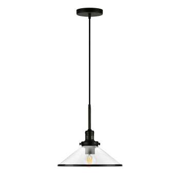 Hampton & Thyme 12.25" Wide Pendant with Glass Shade Blackened Bronze/Clear