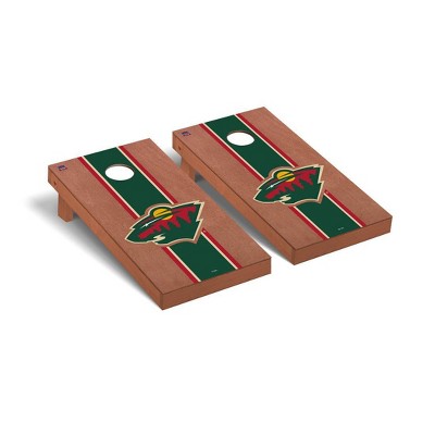 NHL Minnesota Wild Premium Cornhole Board Rosewood Stained Stripe Version