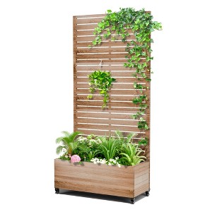 TOAOTBNBO Metal Raised Garden Bed with Trellis and Wheels, Metal Planter Box with Trellis, Garden Box for Climbing Plants, Flower - 1 of 4