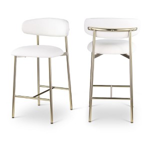 Meridian Furniture,Lupita White Vegan Leather Counter Stool, Set of 2 - 1 of 4