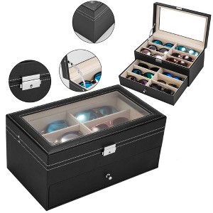 Eyeglasses Storage Case 12 Slot Sunglass Glasses Display Drawer Lockable Case Organizer - 1 of 4