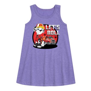 Girls' - Paw Patrol - Let's Roll Marshall Graphic Sleeveless Aline Dress - 1 of 4