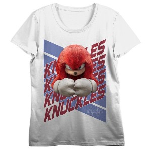 Sonic the Hedgehog Movie 3 Knuckles Women’s White Crew Neck Short Sleeve Tee - 1 of 4
