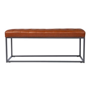 TiramisuBest Gray Acacia Wood Dining Bench, 60" Industrial Entryway Bench with Metal Legs, Rustic Farmhouse Table Seating, Water Resistant - 1 of 4