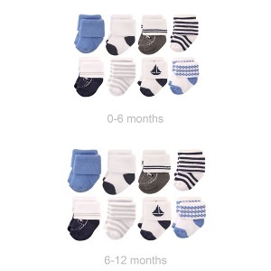 Hudson Baby Infant Boy Grow with Me Cotton Terry Socks, Nautical, 0-6 and 6-12 Months - 1 of 1