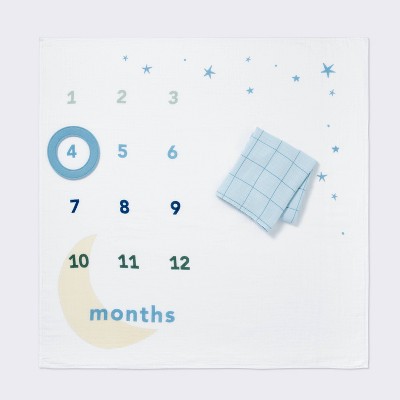 Muslin Blanket with Felt Frame - Blue - Cloud Island&#8482;