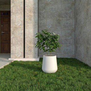 LeisureMod Orchid Fiberstone and Clay Planter Decorative Round Plant Pot with Drainage Holes - 1 of 4