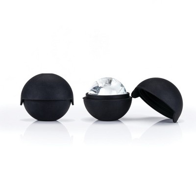 Viski Ice Mold, Sphere Shaped Ice Cupe Maker, Large Ice Cube for Cocktails, DIY, Bath Bombs, and Chocolates, 2 Inch, Black