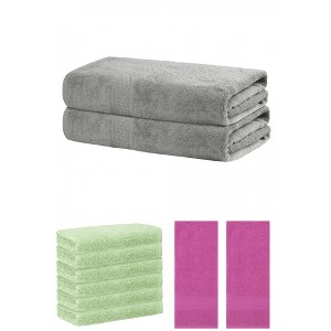 REGALWOVEN Absorbent Solid Bath Hand Face Cloths Cotton Towels 3 Piece Sets - 1 of 4