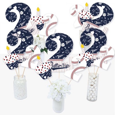 Big Dot of Happiness 2nd Birthday Batter Up - Baseball - Second Birthday Party Centerpiece Sticks - Table Toppers - Set of 15