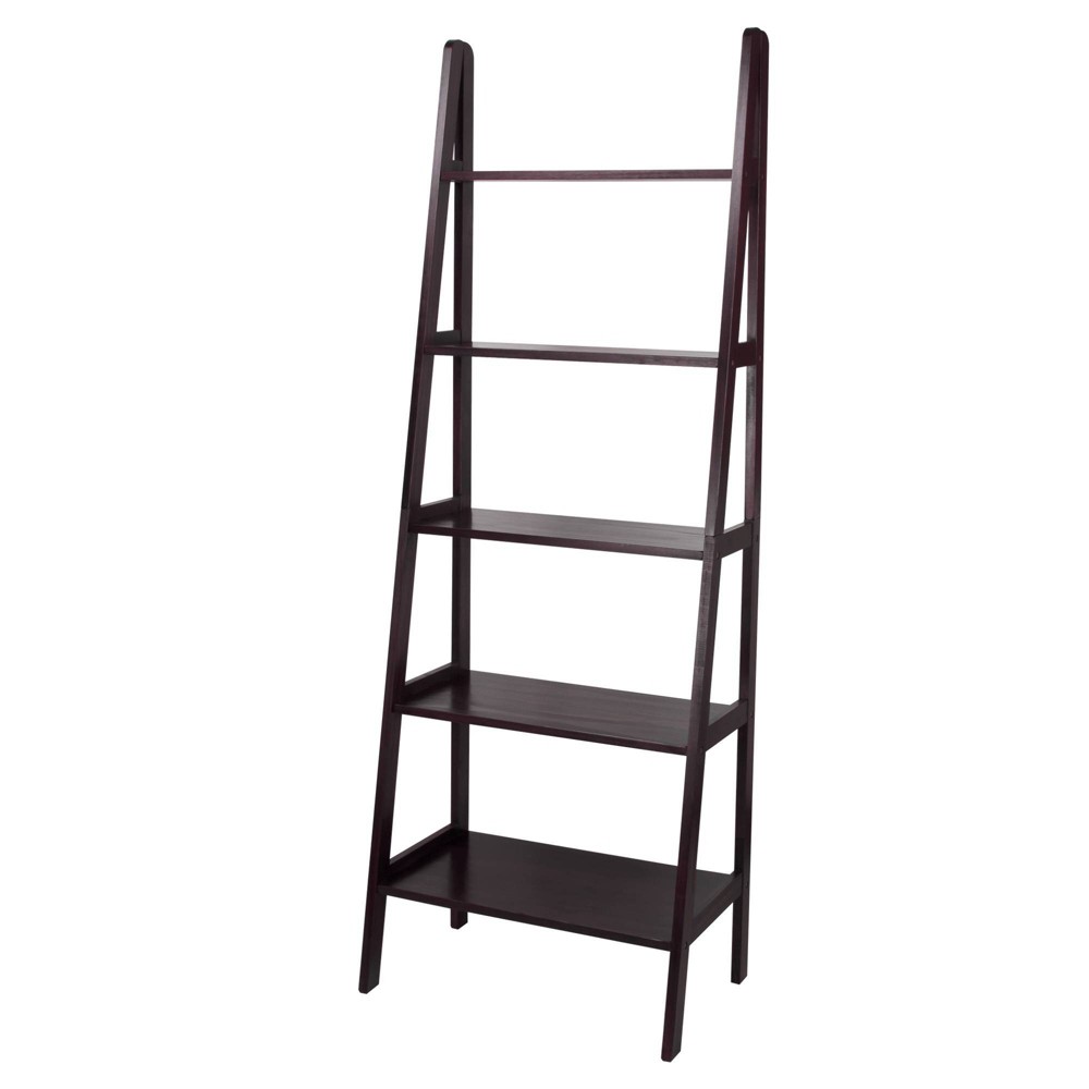 Photos - Wall Shelf 72" 5 Shelf Ladder Bookcase Espresso - Flora Home