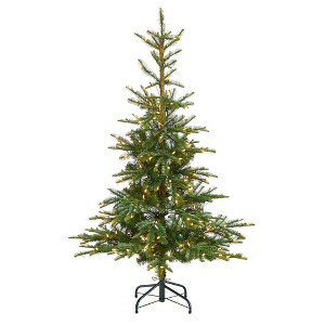 Nearly Natural 5-ft Layered Washington Spruce Christmas Tree with 200 Clear Lights and 385 Bendable Branches - 1 of 4