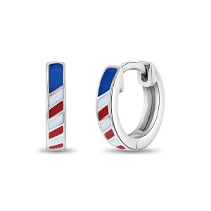 Girls' Patriotic Flag Sterling Silver Hoop Earrings - In Season Jewelry - 1 of 1