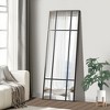 1-Piece 23 in.W x 62 in.H Iron Right Angled Rectangular Black Window Frame Hanging Mirror Wall Mirror - 2 of 4