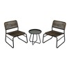 Patio Furniture Set 3 Piece Mixture Pattern PE Rattan Steel Frame And Modern Round Table, Brown and Black - 2 of 4