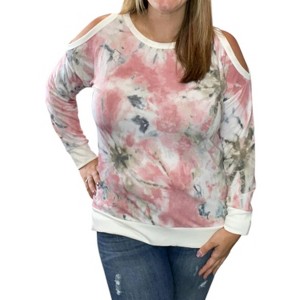 Women's French Terry Cold Shoulder Top - honeyme - 1 of 2