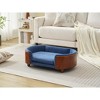 Spassway Blue Oval Velvet Pet Bed with Cushion Solid Wood Frame Dog Bed for Medium and Large Dogs Comfy Dog Couch Sofa for Dogs Cats S/M/L - 3 of 4
