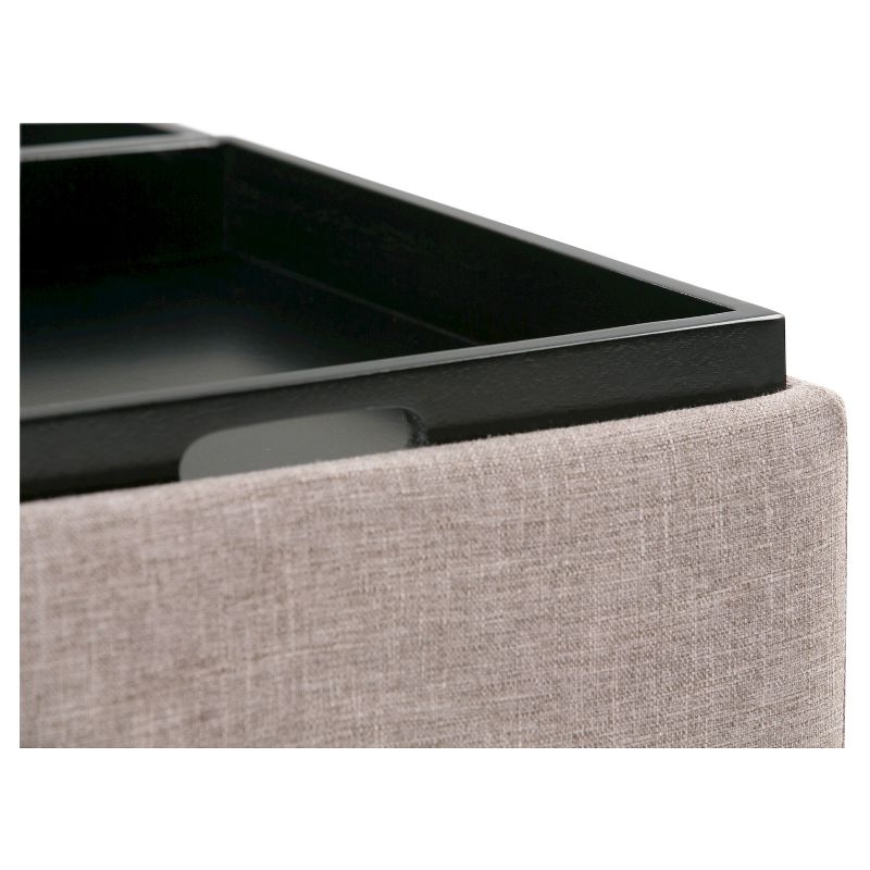 35" Franklin Square Coffee Table Storage Ottoman Linen Look Fabric - Wyndenhall, 6 of 9